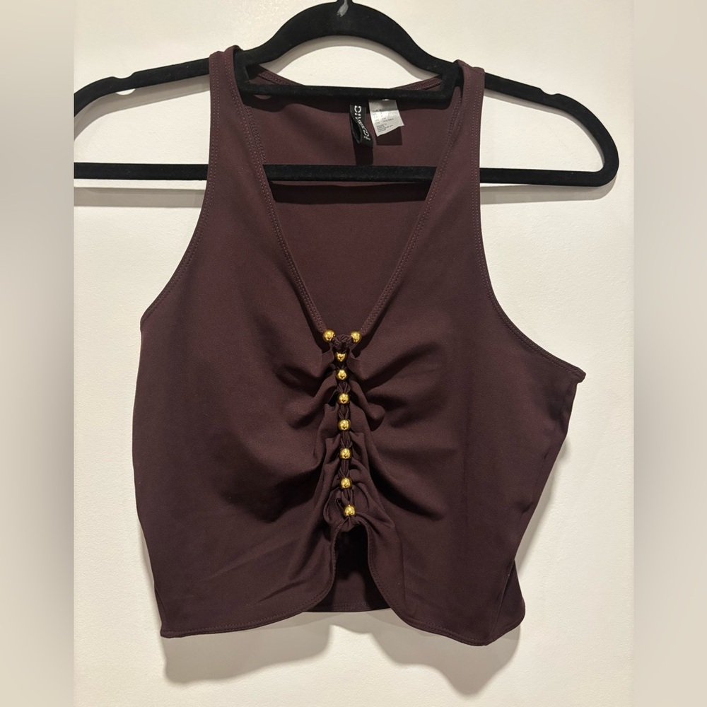 H&M Brown Tank Top with Gold Details